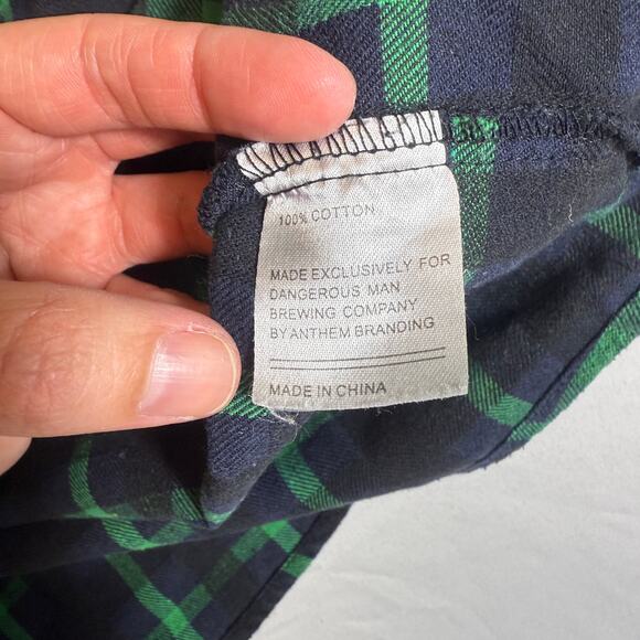 Dangerous Man Brewing Company Men Flannel Shirt Elbow Patch Pearl Bottons Size M - Picture 13 of 13